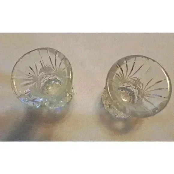 Vintage Lead Crystal Toothpick Holder Pineapple Cut 3" Set of 2 - Picture 5 of 5